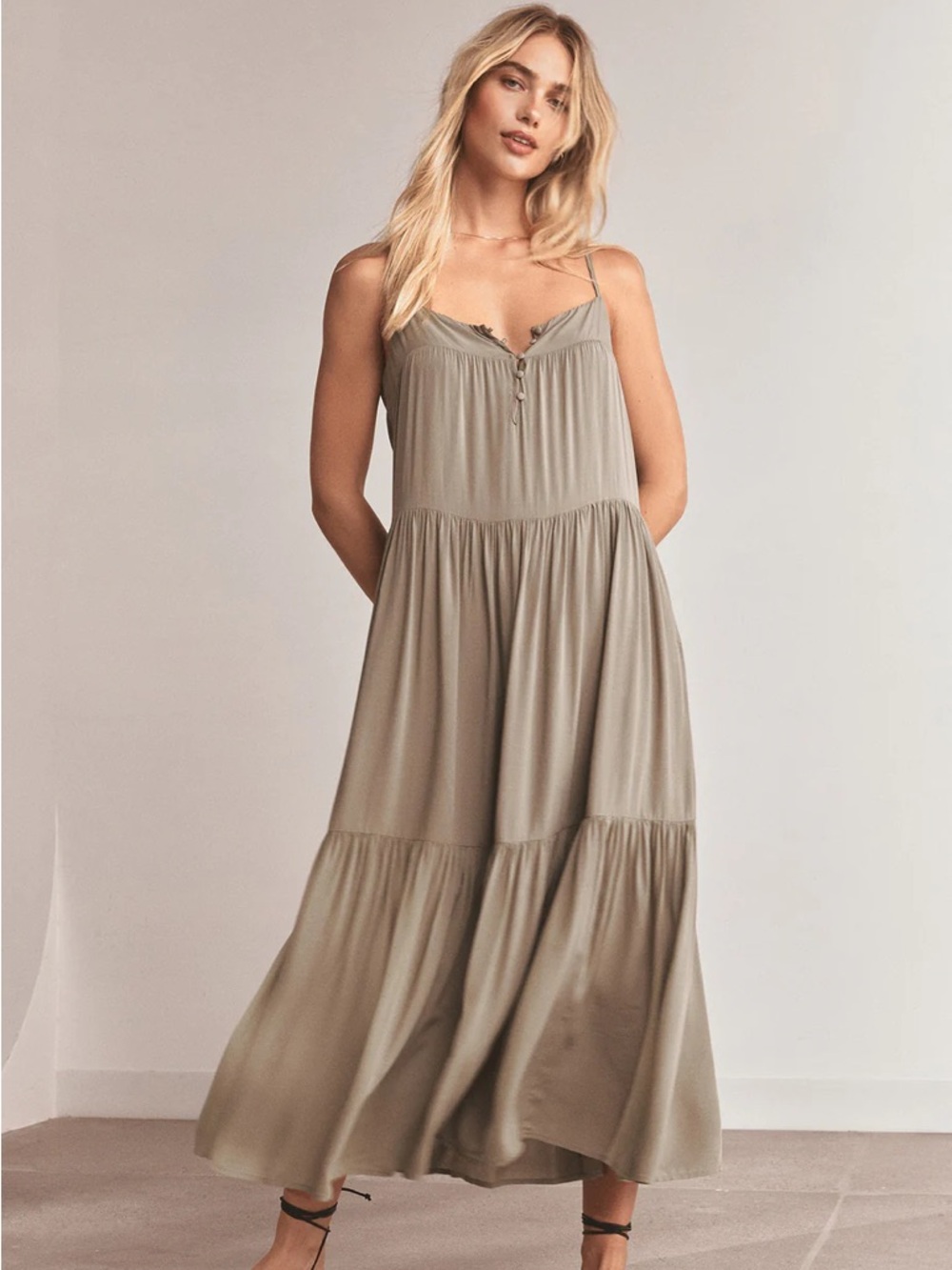 Z Supply Smoked Sage Maxi Dress with Pockets